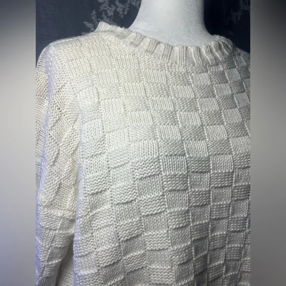 Vintage Gap 90s White Textured Knit Sweater Small Cozy Minimalist - Picture 5 of 15